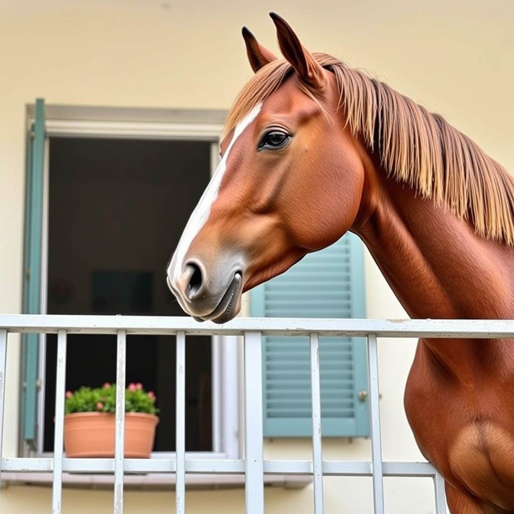 koń na balkonie