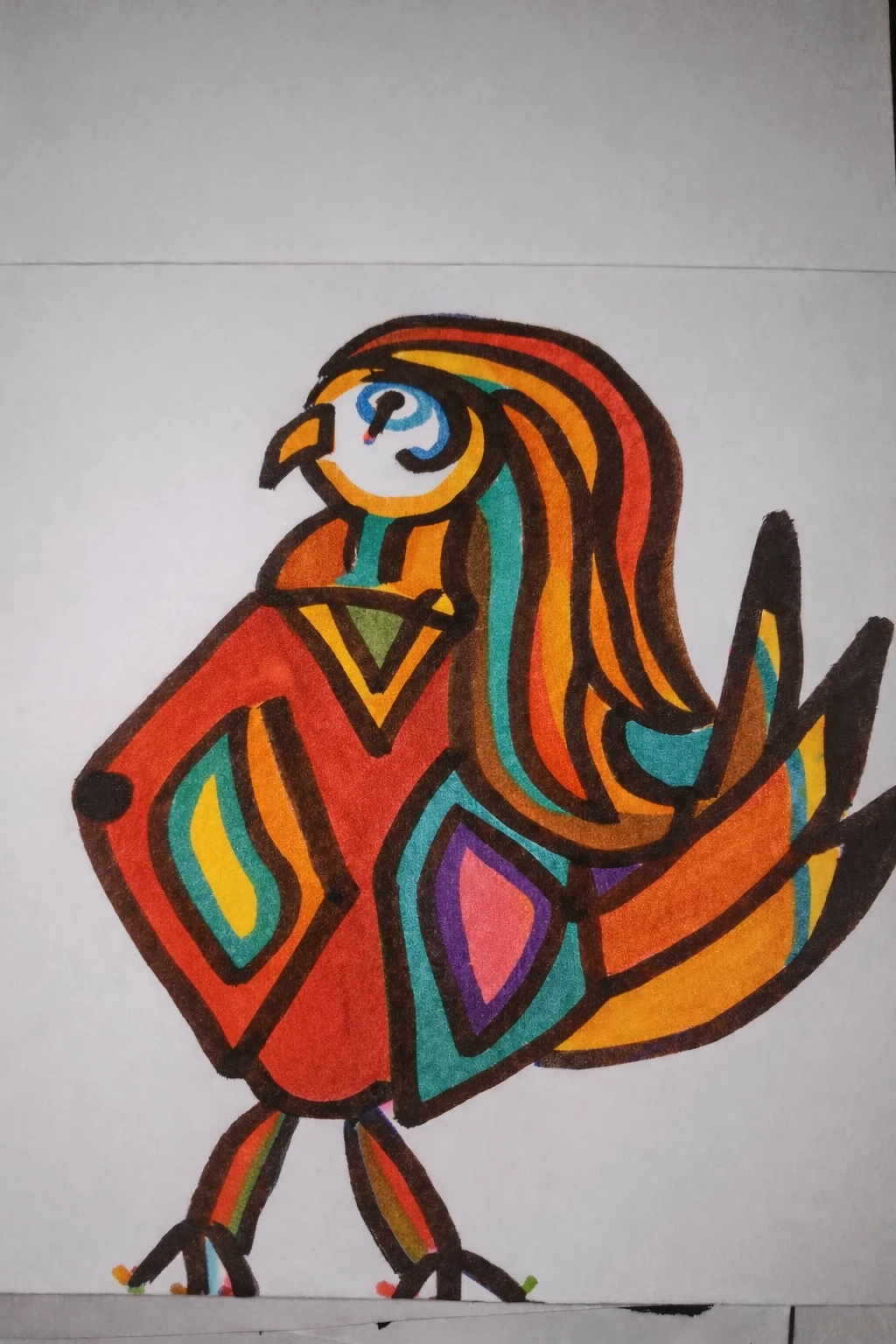 rysunek kolorowego ptaka