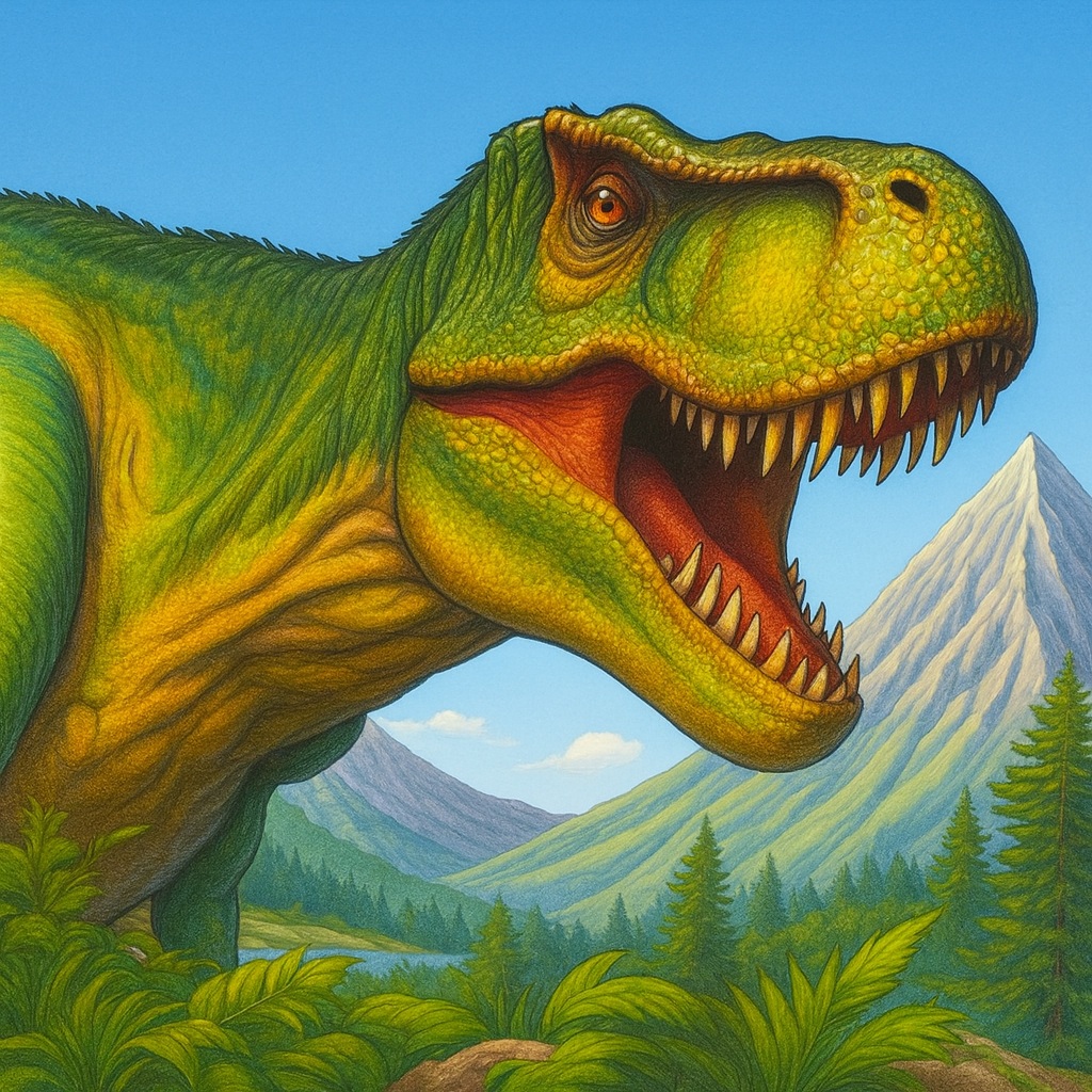 tyranozaur kolorowanka, pokolorowana