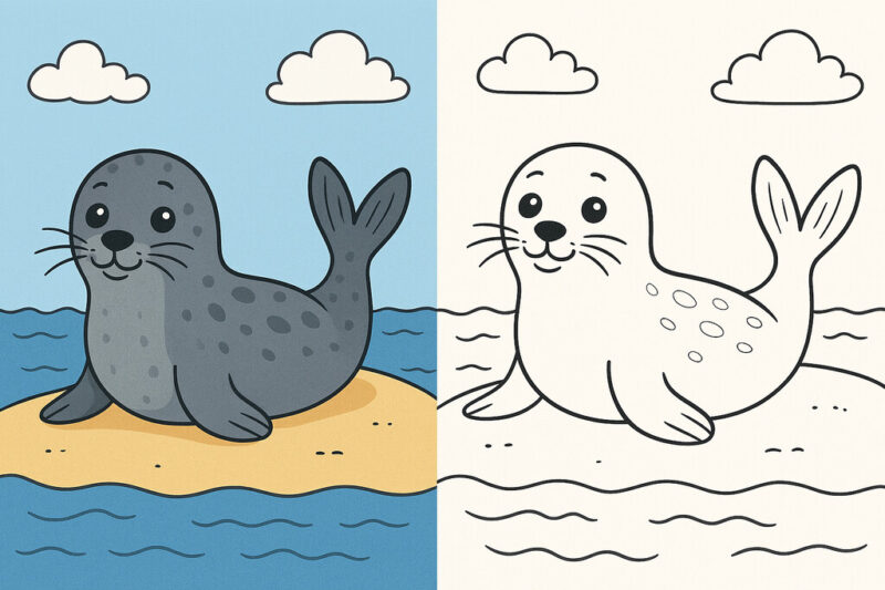 Foka – kolorowanka do druku