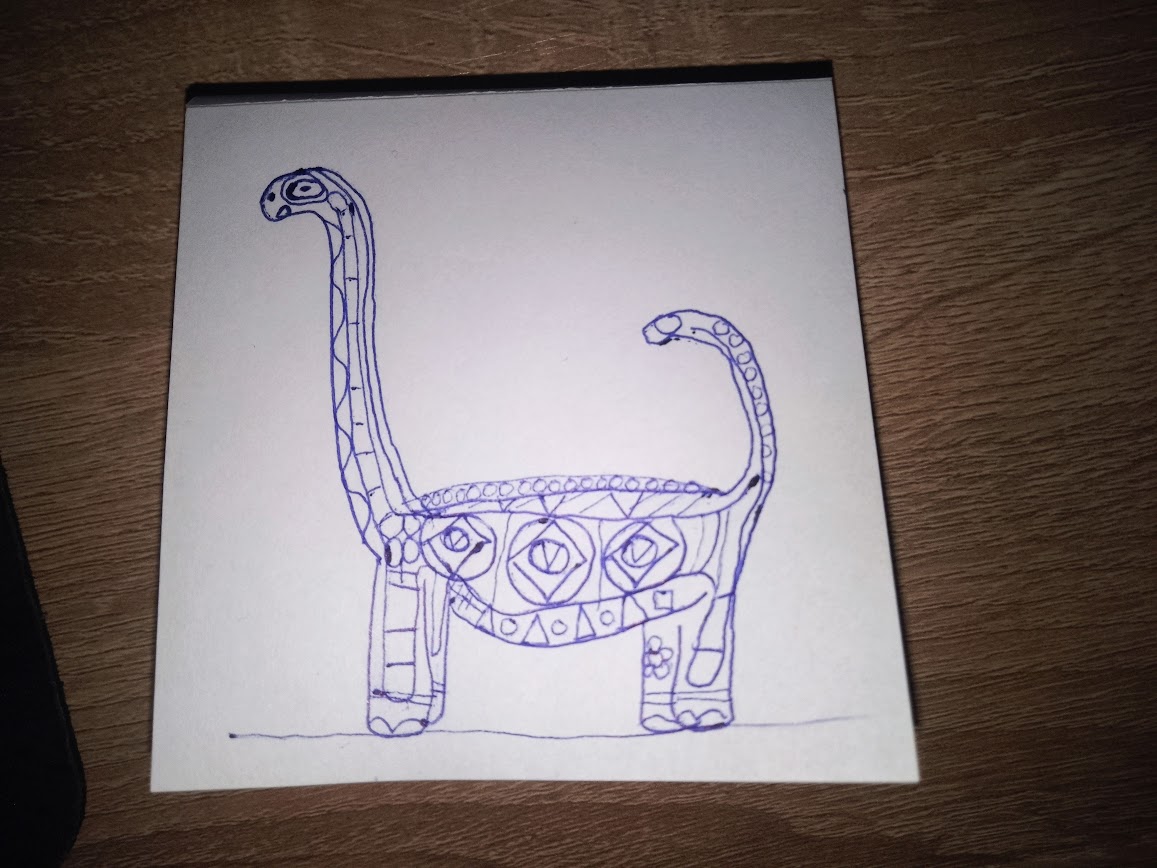 Kolorowy diplodok – gotowy rysunek