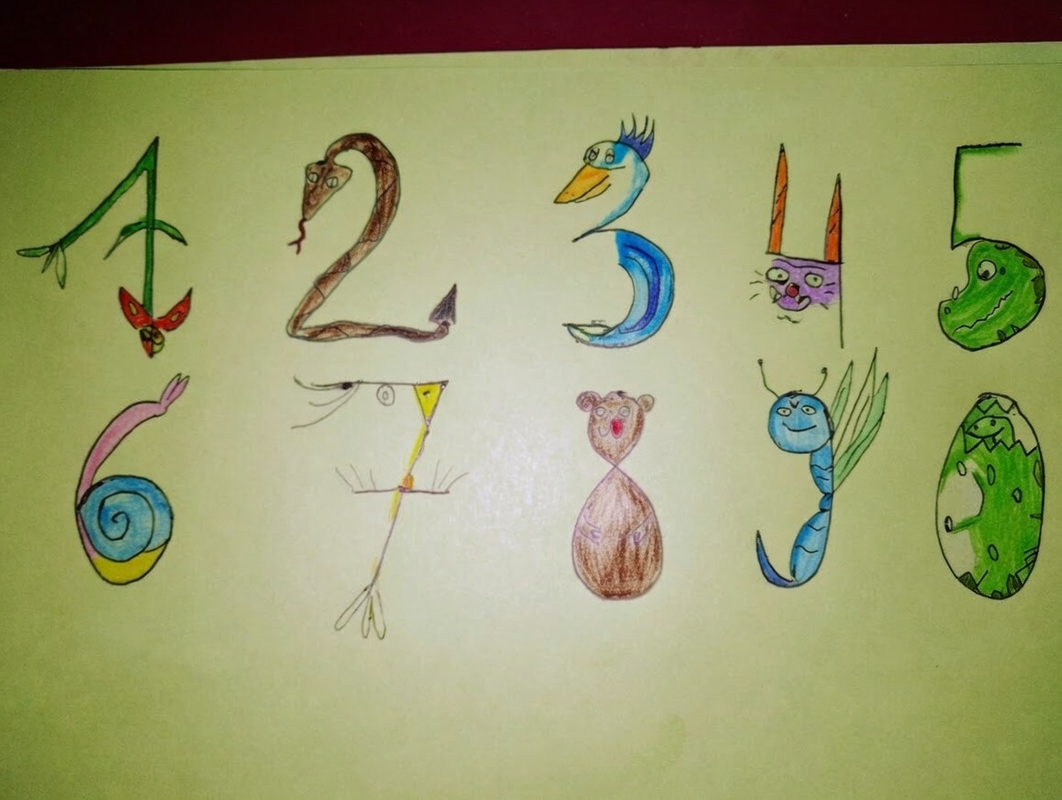 Zwierzęta z cyfr rysunek