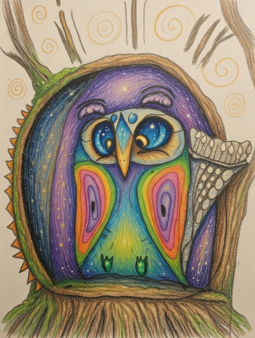 jak narysować sowę w dziupli