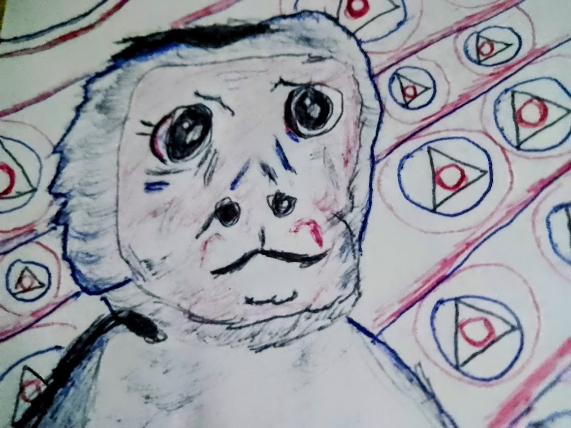 Urocza kapucynka w siedzącej pozie – szkic