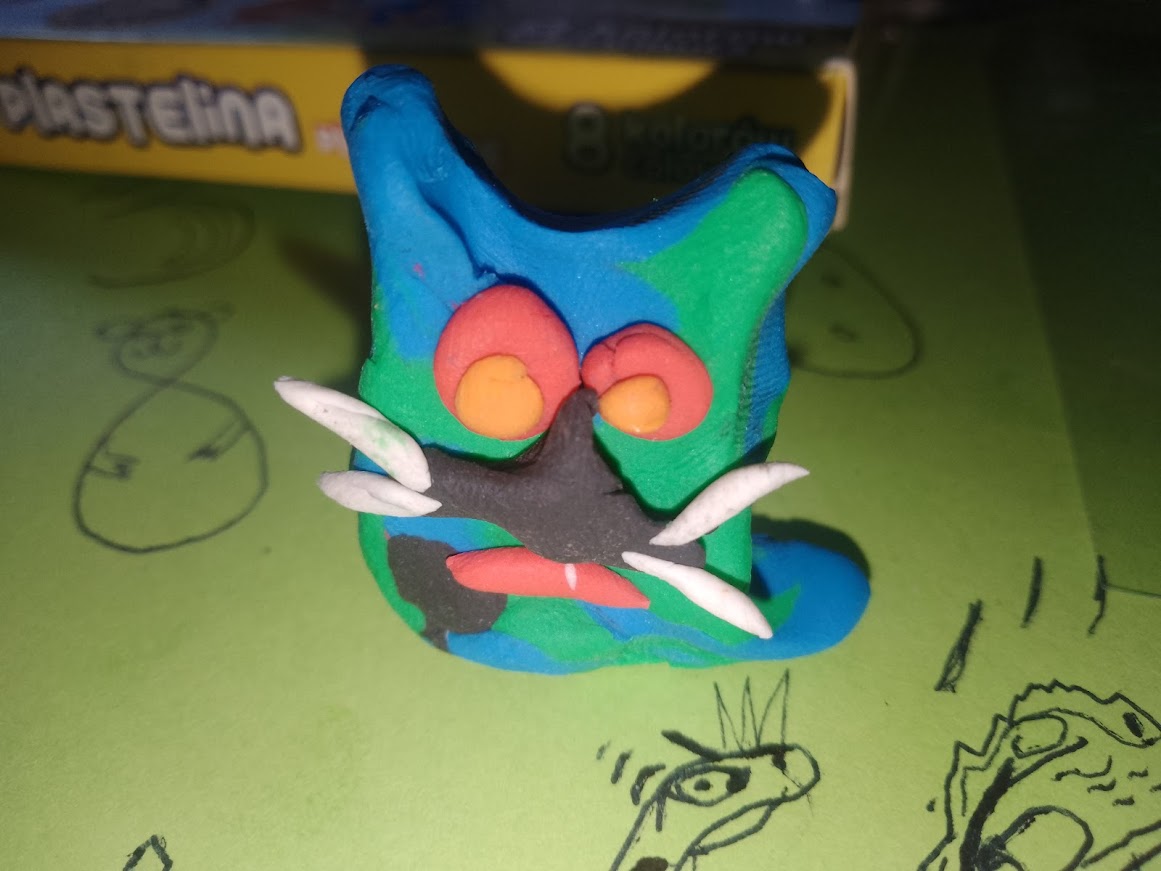 Neonowo-kosmiczny kot z plasteliny