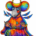 kolorowa mysz - rysunek