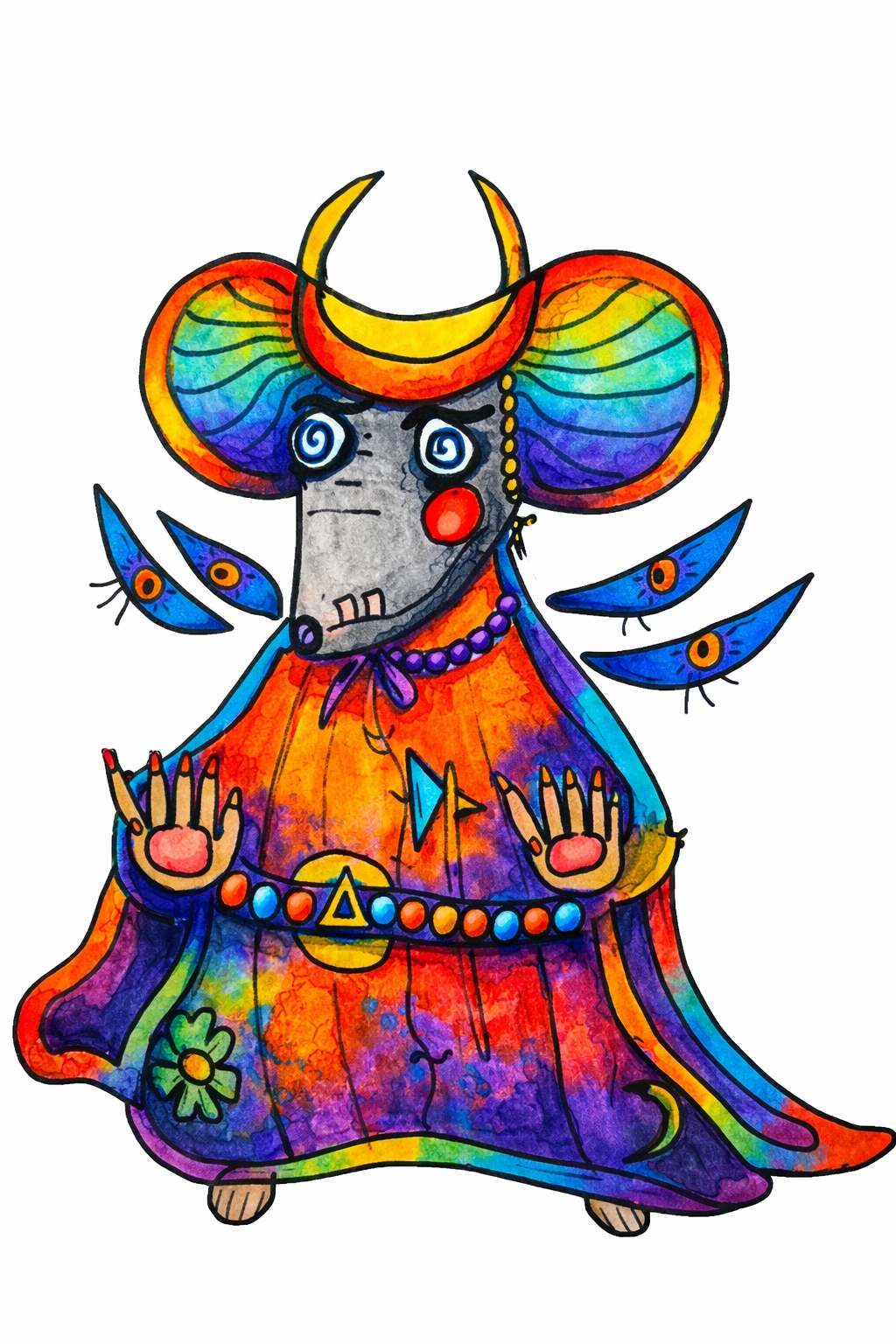 kolorowa mysz - rysunek