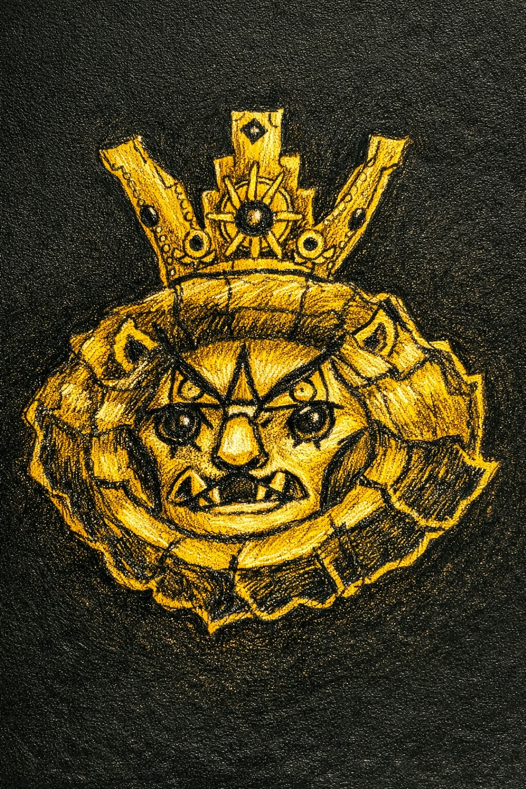 królewska głowa lwa w złoto-czarnej estetyce